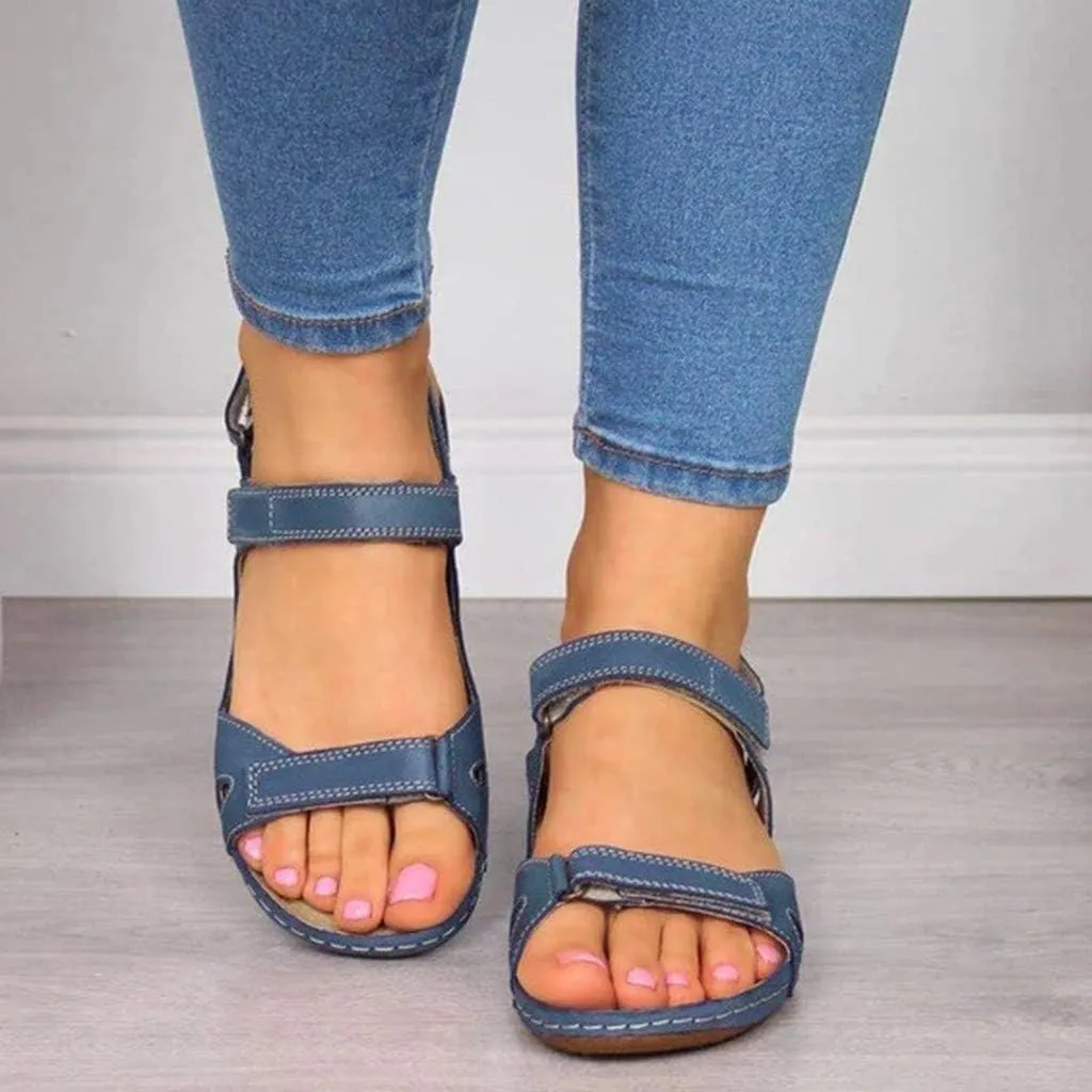 Eduavar Sandals for Women 2023, Orthopedic Sandals for Women Open Toe Ankle Strap Wedge Sandals Summer Dress Shoes