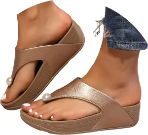 Eduavar Sandals for Women 2025 Comfortable Ankle Strap Platform Sandals Casual Non-Slip Summer Shoes Cork Wedges Slides