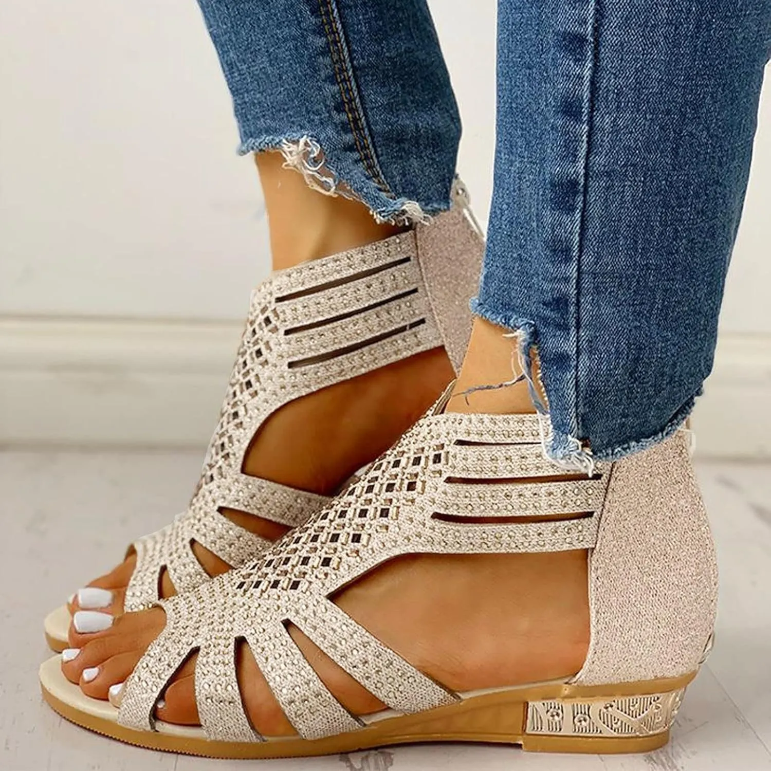 Eduavar Sandals for Women Dressy, Orthopedic Sandals for Women Open Toe Sandals Casual Heel Sandals with Ankle Strap