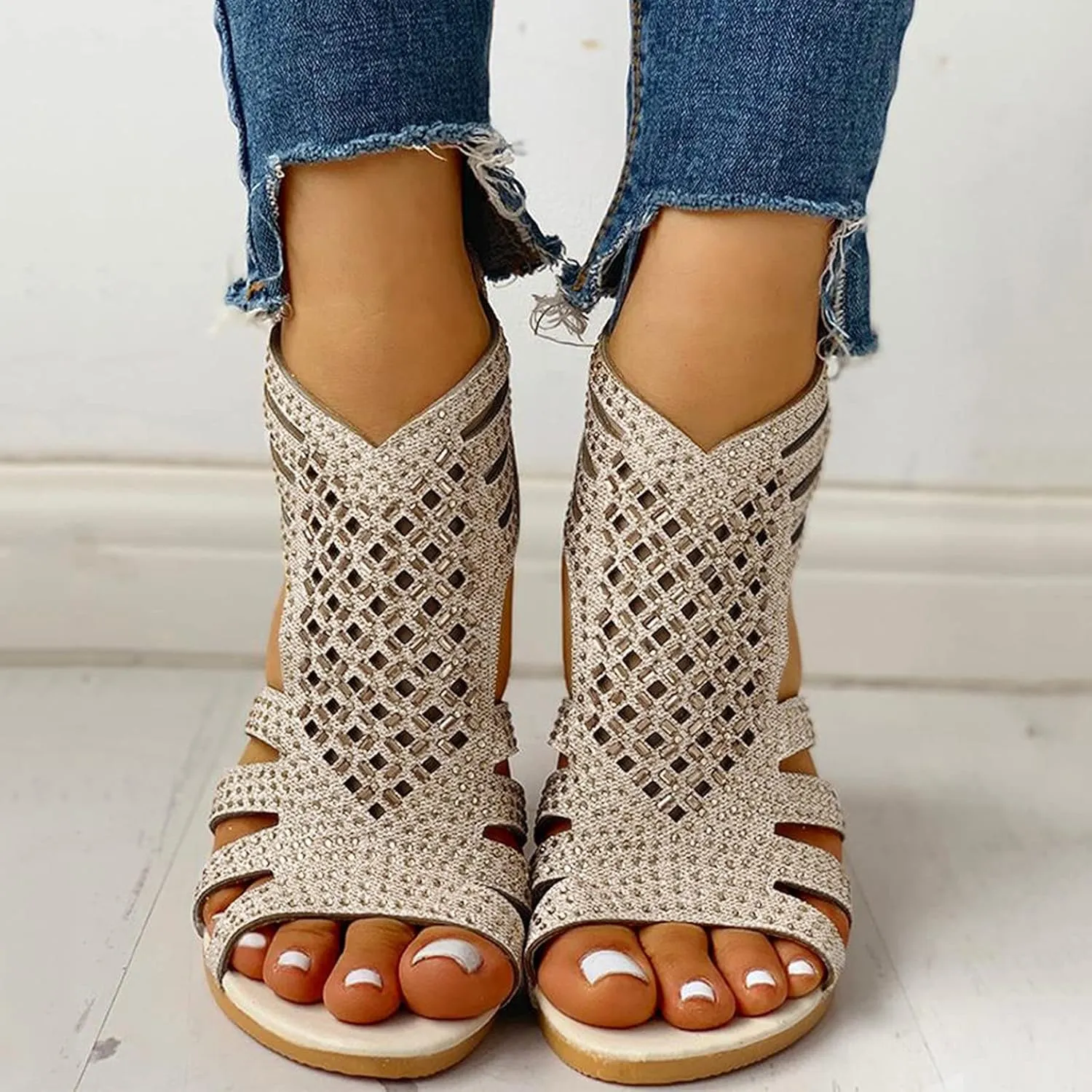 Eduavar Sandals for Women Dressy, Orthopedic Sandals for Women Open Toe Sandals Casual Heel Sandals with Ankle Strap