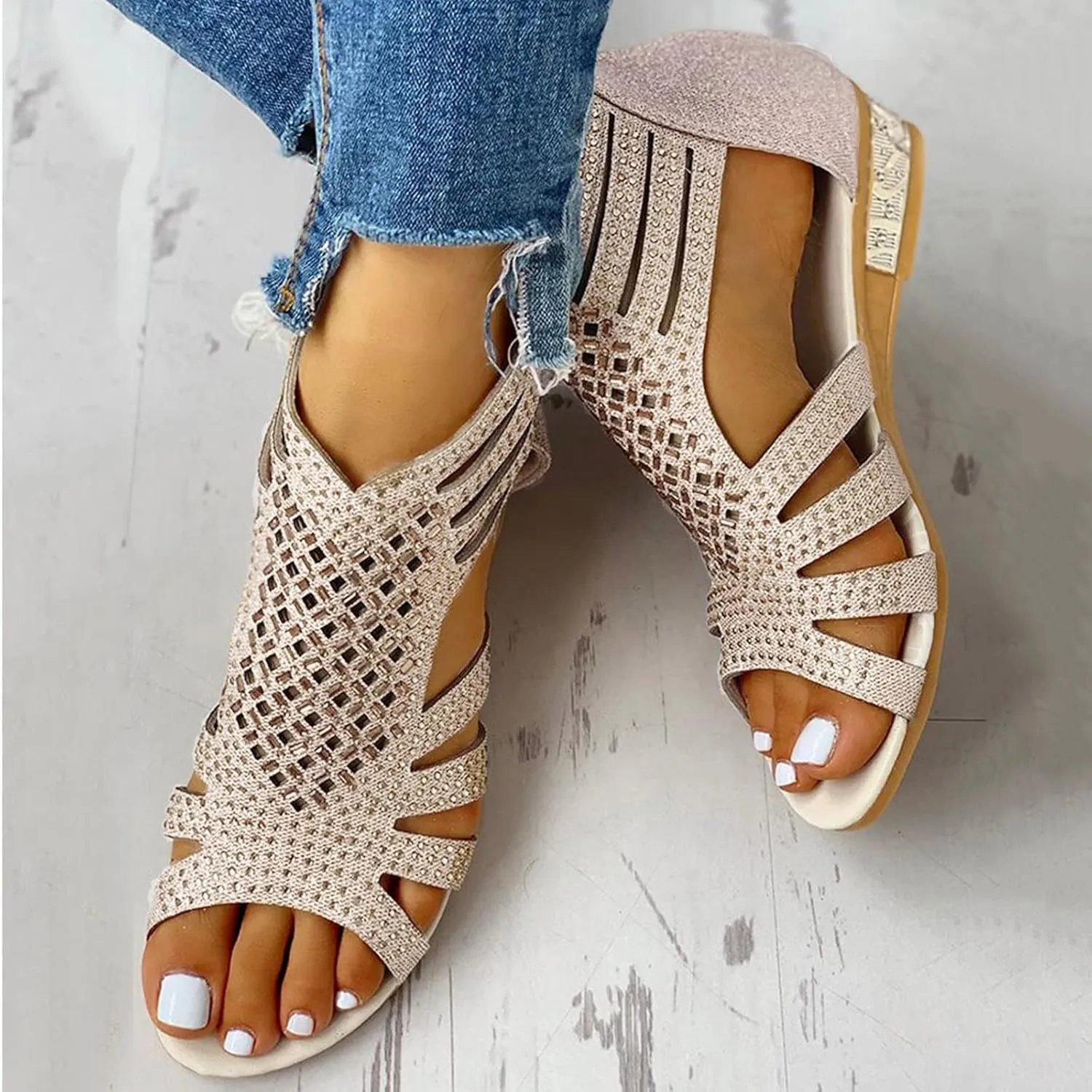 Eduavar Sandals for Women Dressy, Orthopedic Sandals for Women Open Toe Sandals Casual Heel Sandals with Ankle Strap