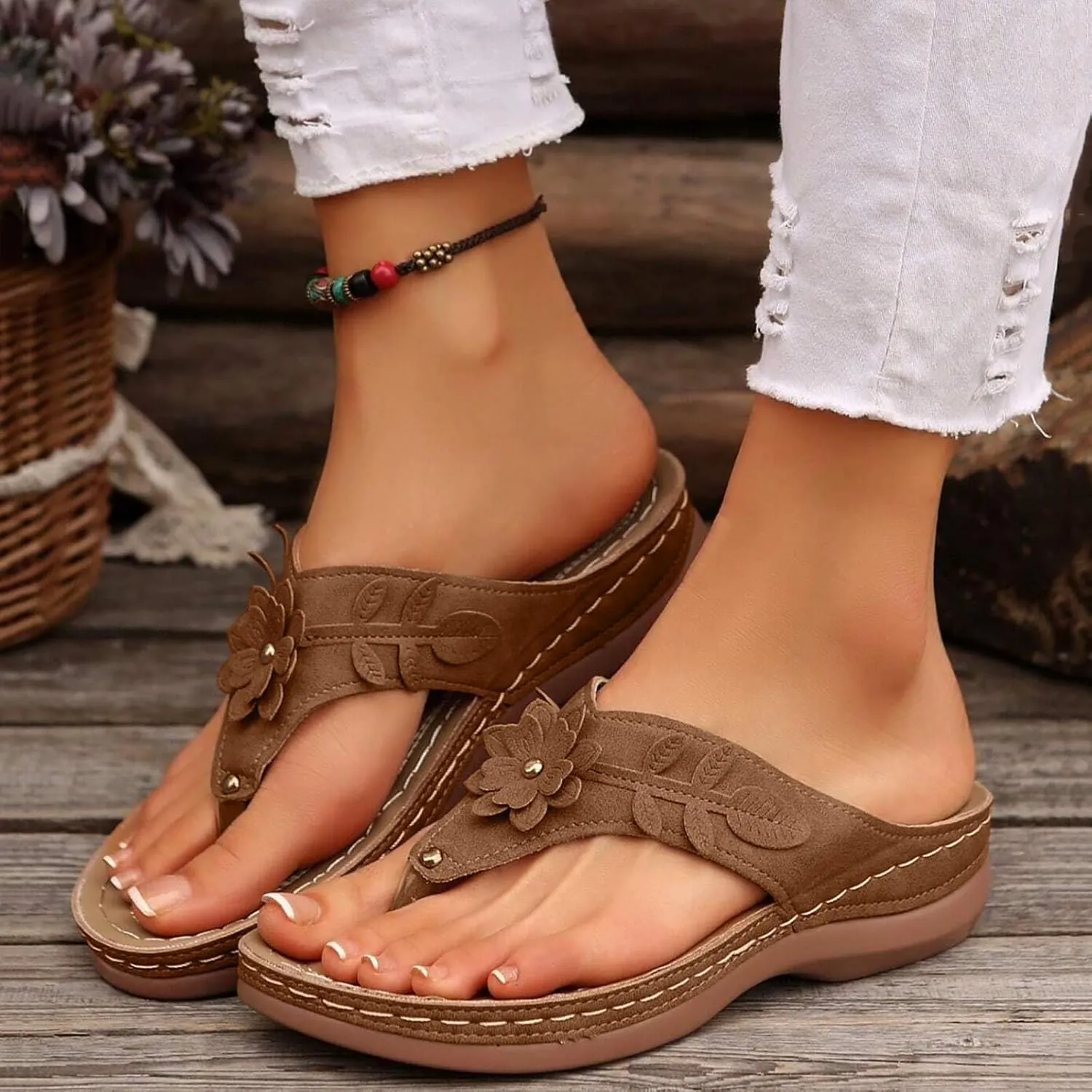 Eduavar Wedge Sandals for Women, Wedge Sandals for Women Comfy Platform Sandals Open Toe Slippers Treavl Sandals