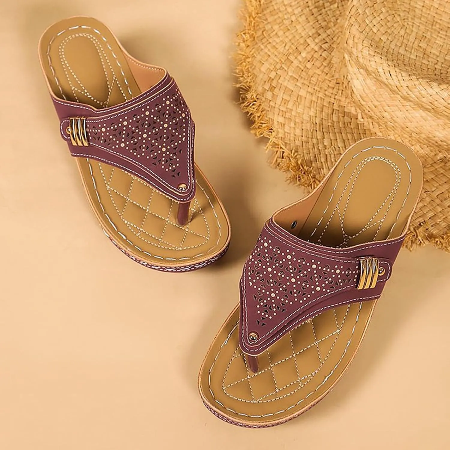Eduavar Wedge Sandals for Women, Wedge Sandals for Women Comfy Platform Sandals Open Toe Slippers Treavl Sandals