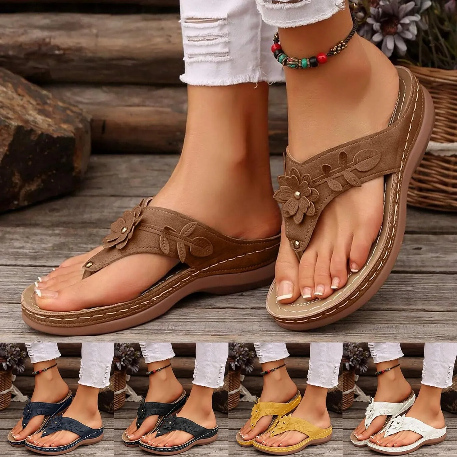 Eduavar Wedge Sandals for Women, Wedge Sandals for Women Comfy Platform Sandals Open Toe Slippers Treavl Sandals