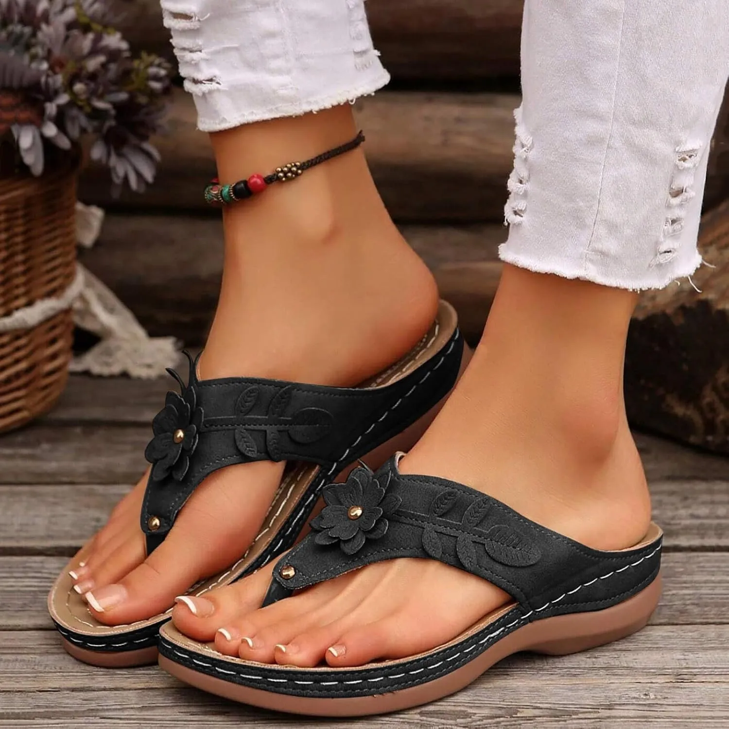 Eduavar Wedge Sandals for Women, Wedge Sandals for Women Comfy Platform Sandals Open Toe Slippers Treavl Sandals