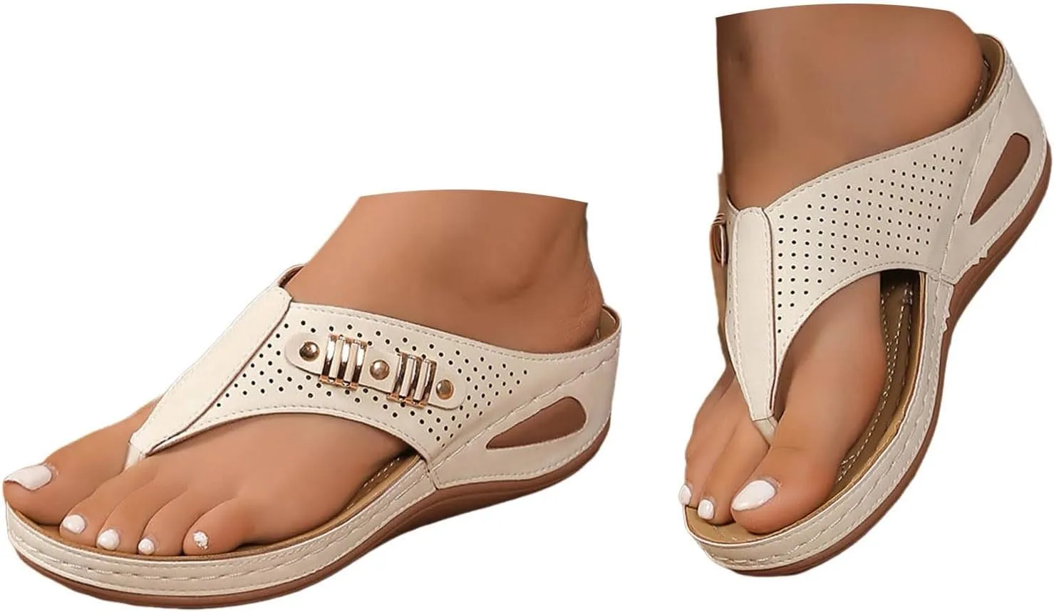 Eduavar Wedge Sandals for Women, Wedge Sandals for Women Comfy Platform Sandals Open Toe Slippers Treavl Sandals