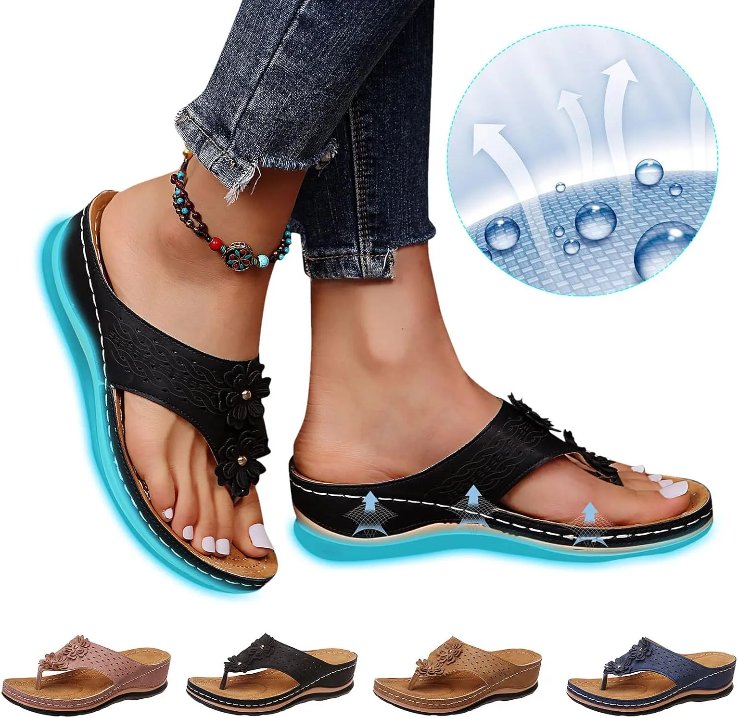 Eduavar Women's Dressy Fashion Sandals - Leopard Print Wedge Open Toe Flat