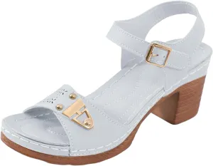 Eduavar Womens Wedge Sandals, Orthopedic Sandals for Women Leather Peep Toe Cutout Zipper Chunky Heeled Sandals