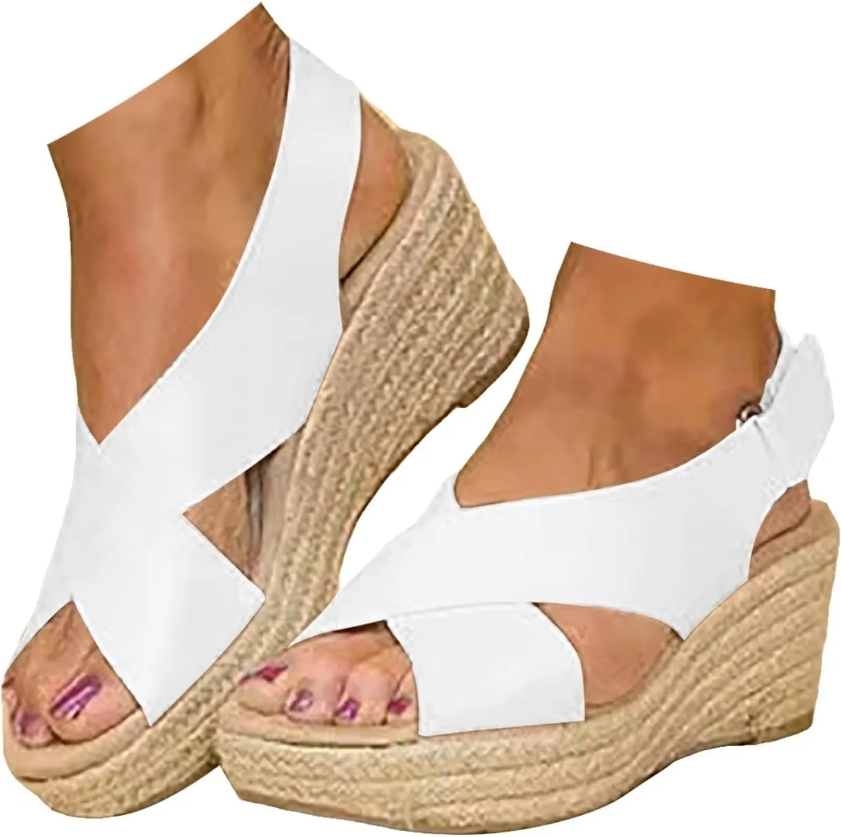 Eduavar Womens Wedge Sandals, Orthopedic Sandals for Women Sandals Open Toe Wedge Platform Sandal with Back Strap