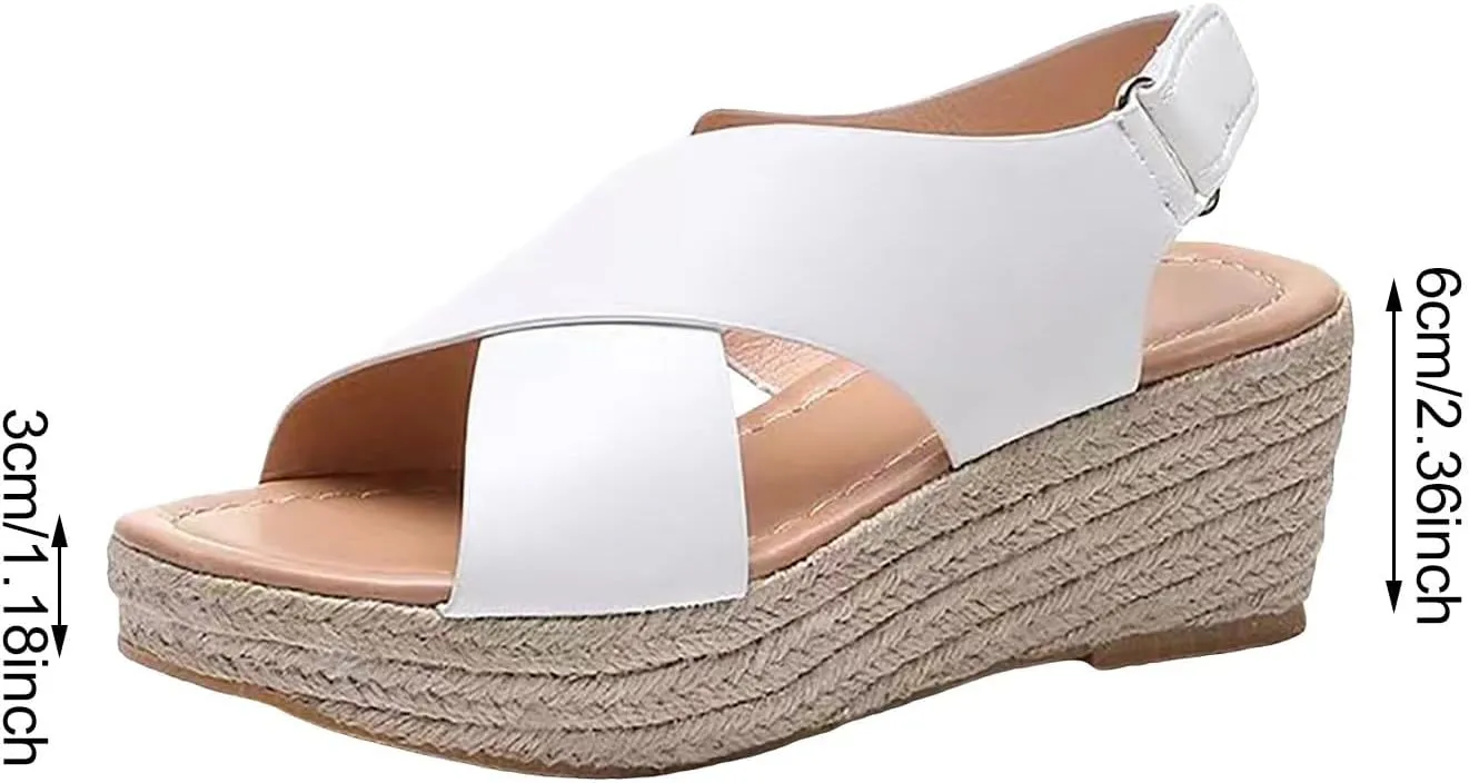 Eduavar Womens Wedge Sandals, Orthopedic Sandals for Women Sandals Open Toe Wedge Platform Sandal with Back Strap
