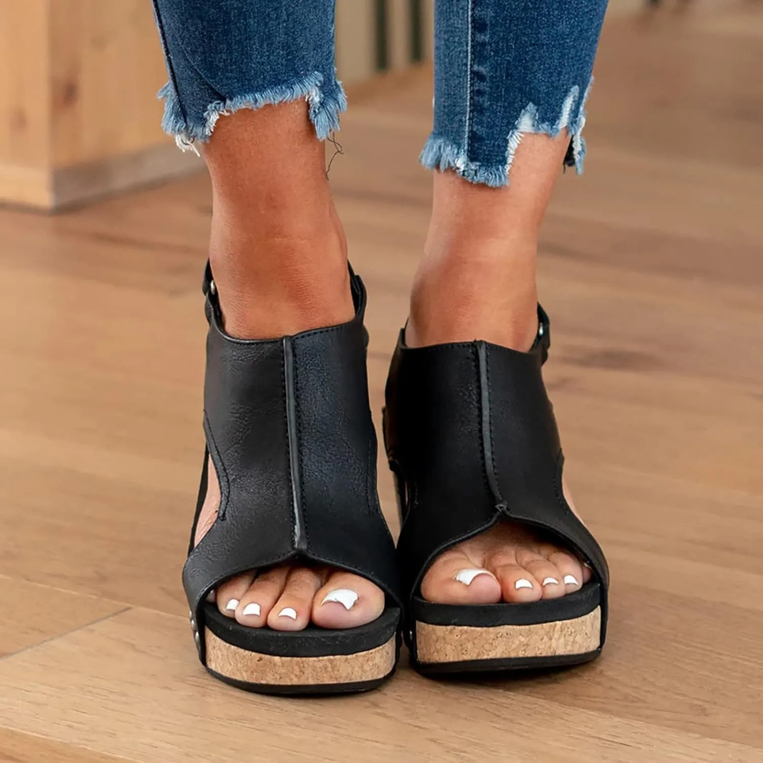 Eduavar Womens Wedge Sandals, Orthopedic Sandals for Women Sandals Open Toe Wedge Platform Sandal with Back Strap