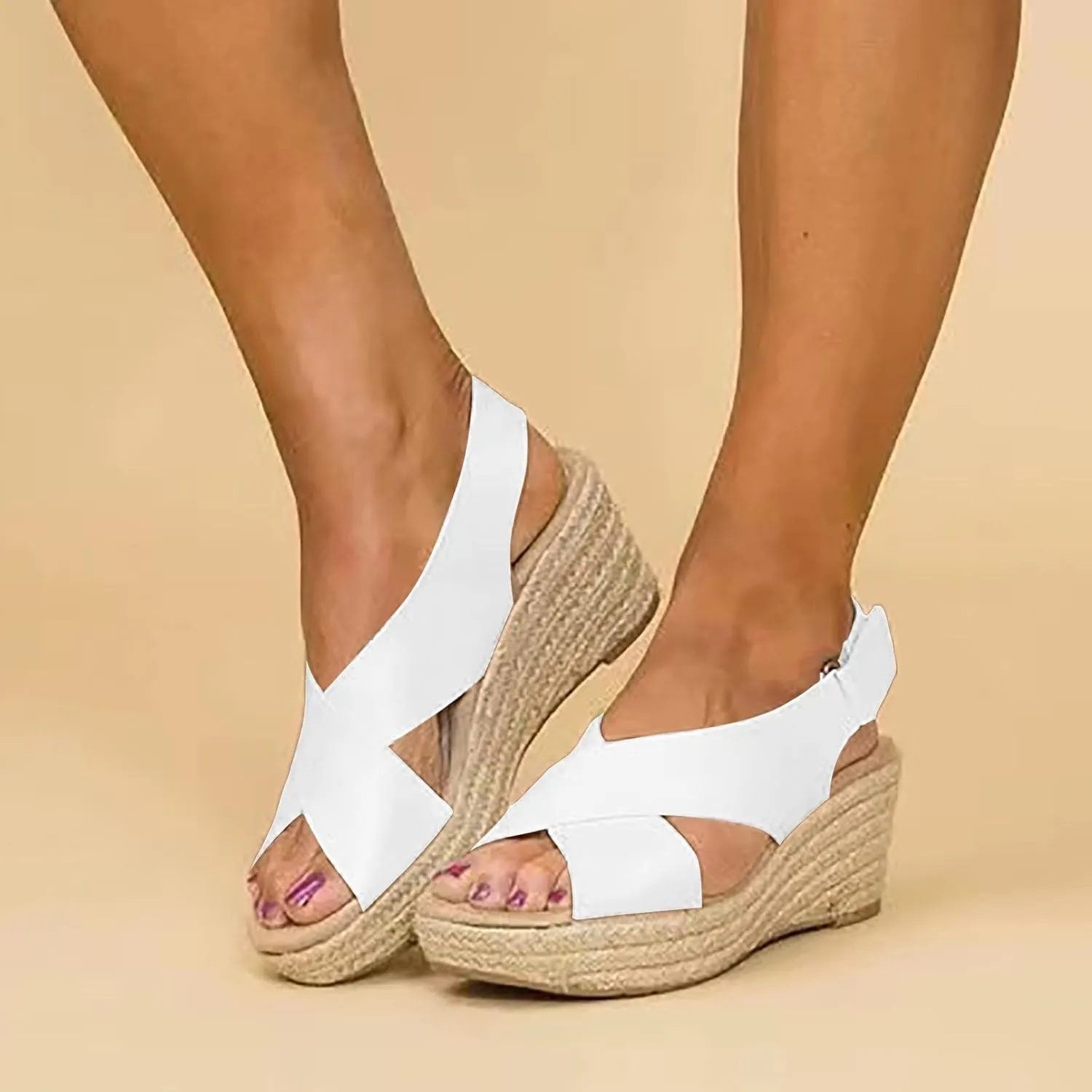 Eduavar Womens Wedge Sandals, Orthopedic Sandals for Women Sandals Open Toe Wedge Platform Sandal with Back Strap