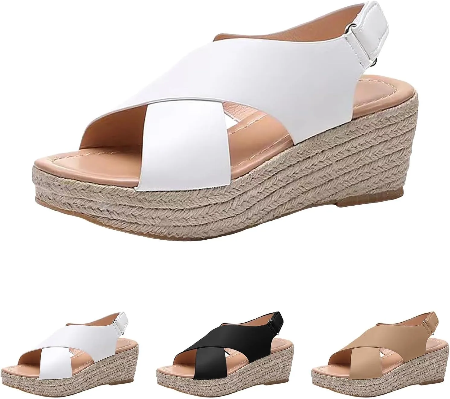 Eduavar Womens Wedge Sandals, Orthopedic Sandals for Women Sandals Open Toe Wedge Platform Sandal with Back Strap