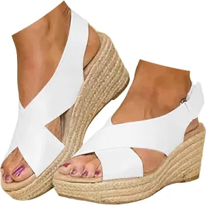 Eduavar Womens Wedge Sandals, Orthopedic Sandals for Women Sandals Open Toe Wedge Platform Sandal with Back Strap