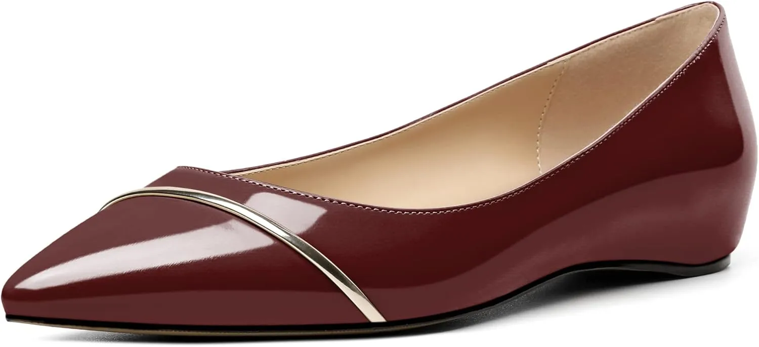 Eldof Flats Shoes Women Comfortable Pointed Toe Slip On Loafer Flats Pumps for Office Casual Dressy