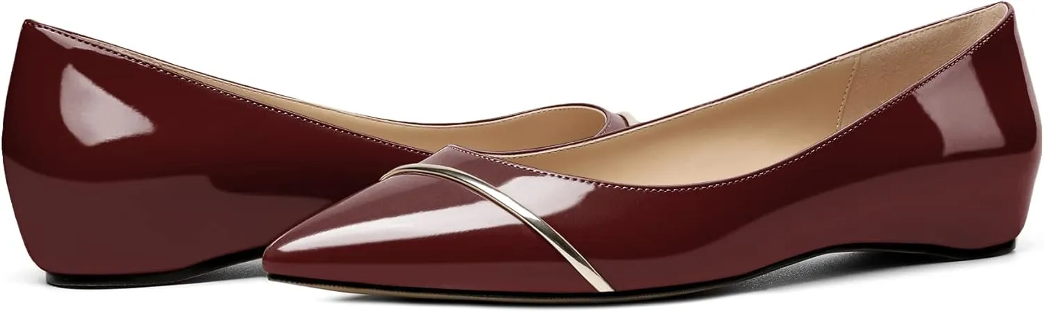 Eldof Flats Shoes Women Comfortable Pointed Toe Slip On Loafer Flats Pumps for Office Casual Dressy