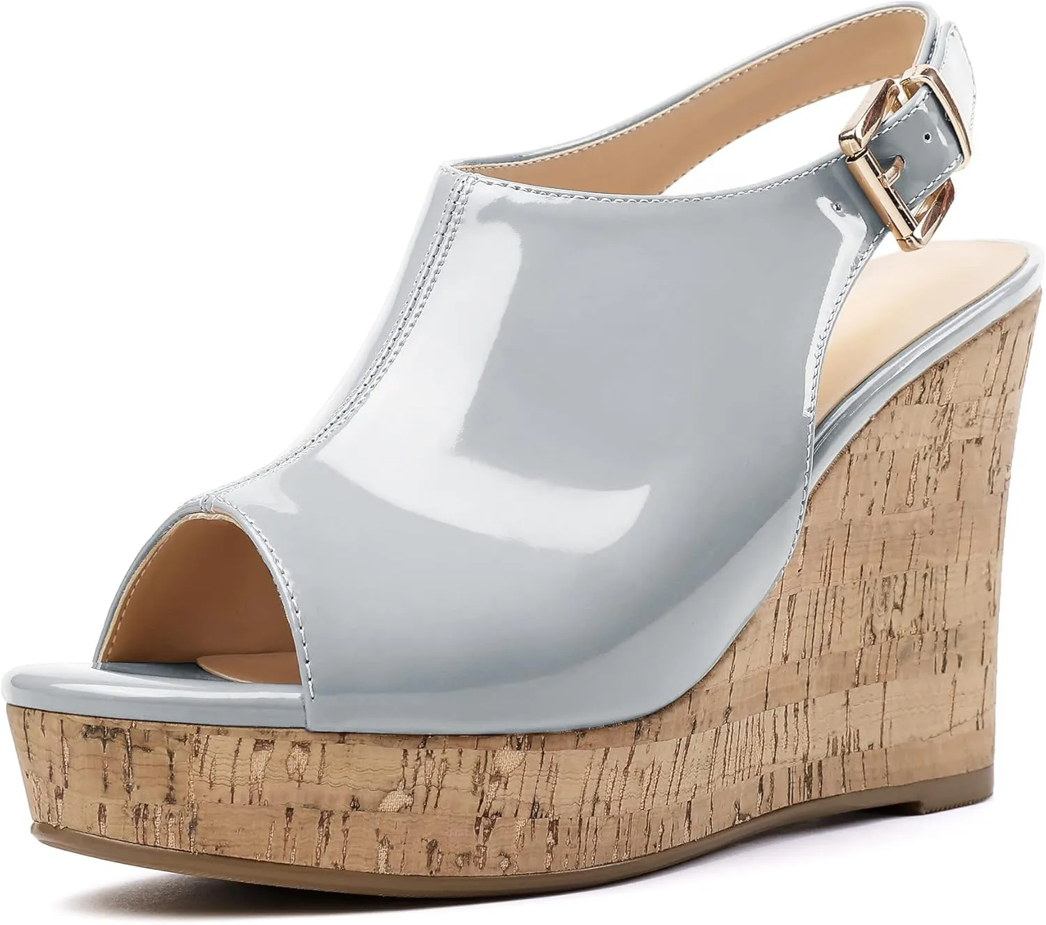 Eldof Platform Wedge Sandals for Women Peep Toe Slingbck High Heel Wedge Sandals Platform Wooden Heels for Dress Summer Party Evening