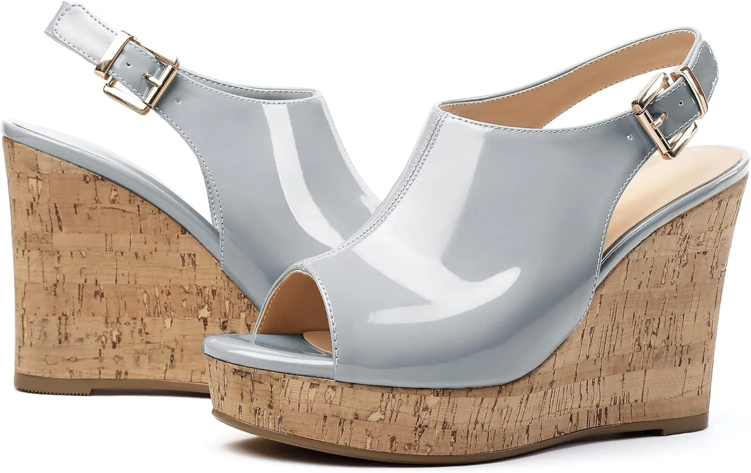 Eldof Platform Wedge Sandals for Women Peep Toe Slingbck High Heel Wedge Sandals Platform Wooden Heels for Dress Summer Party Evening
