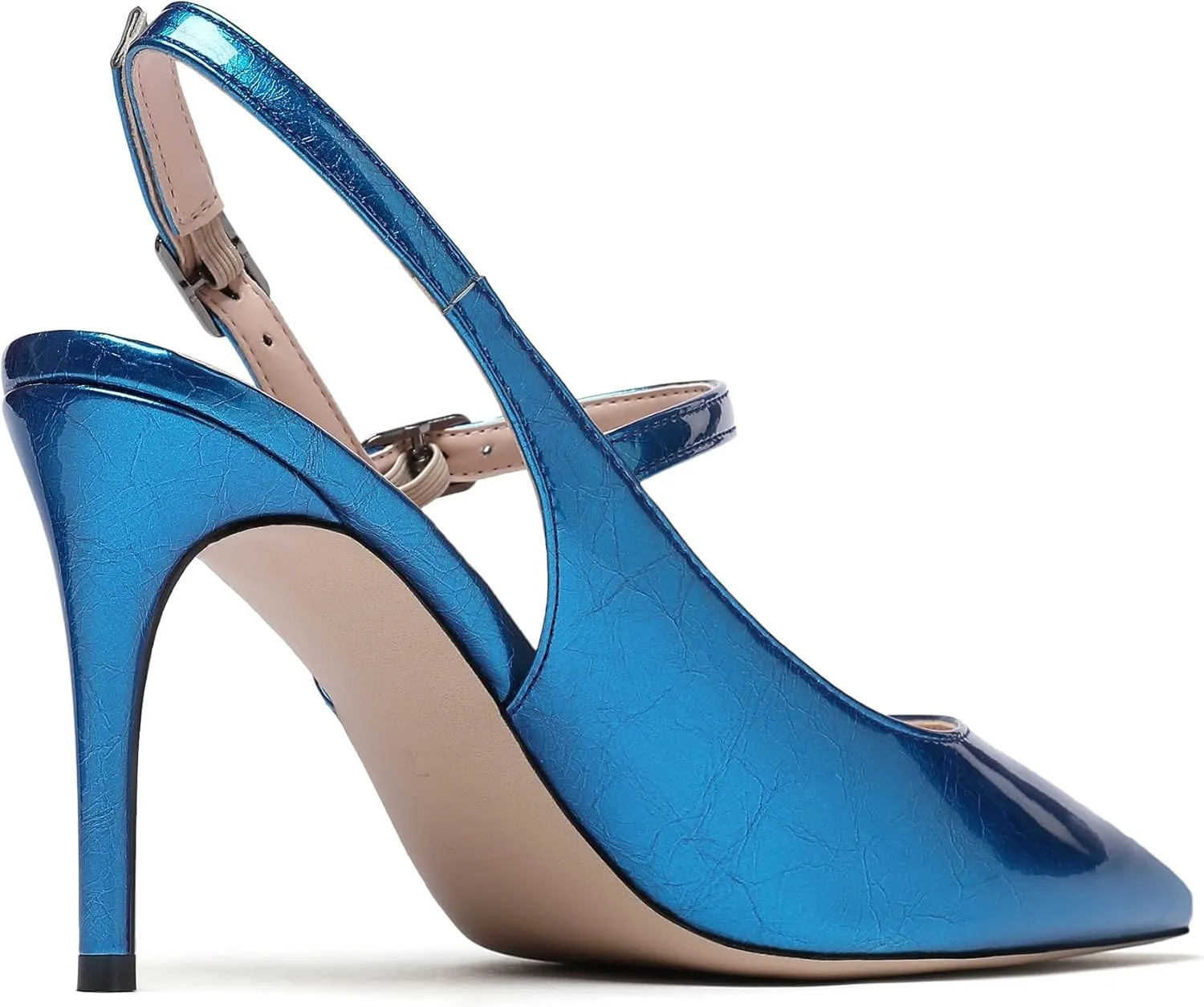 Eldof Women's High Heel Pumps, Pointed Toe Slingback Stiletto Heels with Adjustable Ankle Buckle, Classic Mary Jane Heels, 3.3 Inches Heeled Slingbacks Office Dress Shoes