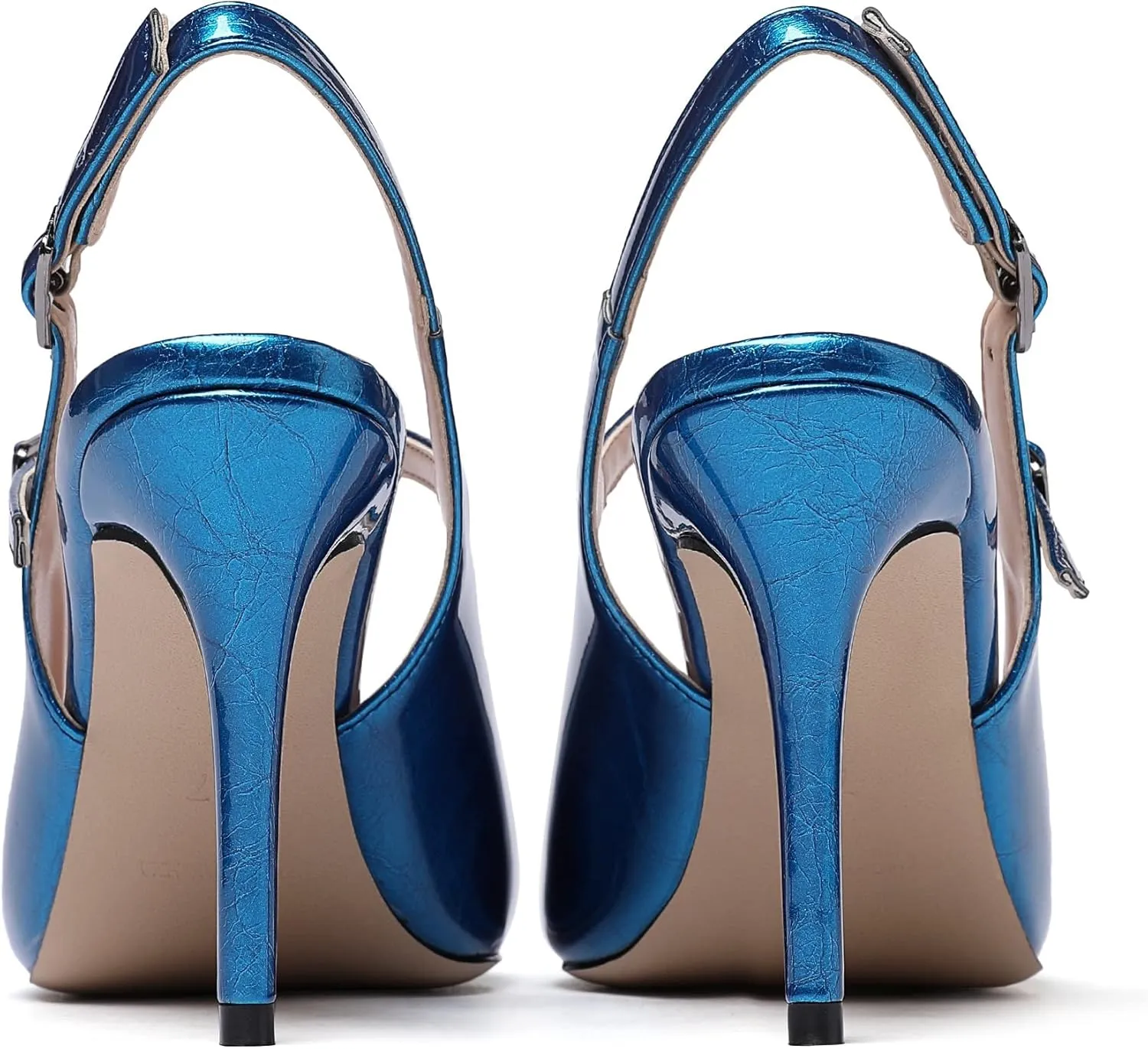 Eldof Women's High Heel Pumps, Pointed Toe Slingback Stiletto Heels with Adjustable Ankle Buckle, Classic Mary Jane Heels, 3.3 Inches Heeled Slingbacks Office Dress Shoes