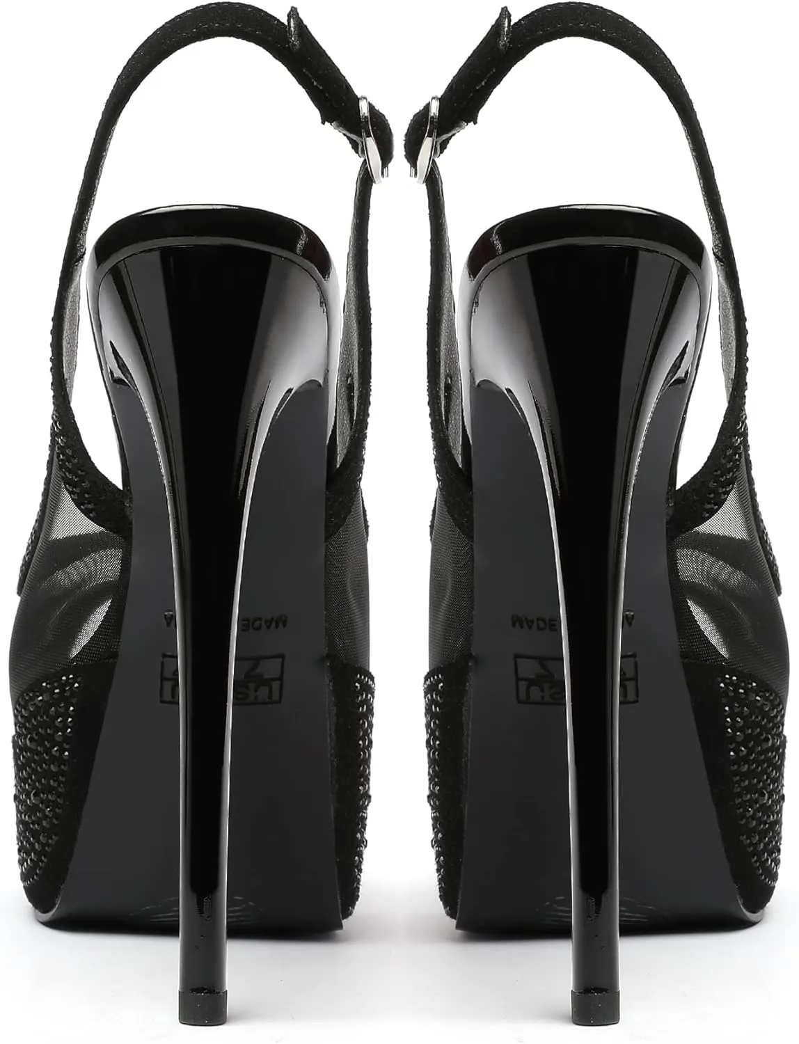 Eldof Women's High Heels Platform Shoes Peep Toe Slingbacks Pumps Rhinestones Sequins Lace Flowers Hollow Heels Sexy Stiletto Sandals for Dress Wedding Party