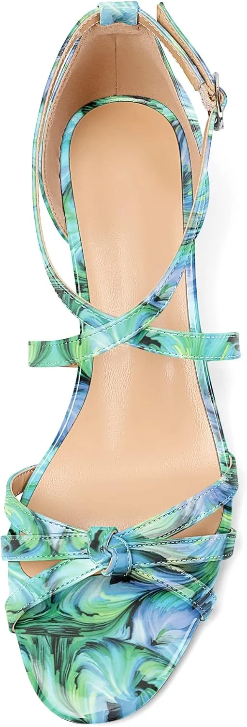 Eldof Women's Open Toe Ankle Strap Criss Cross Wedge Sandals 2 Inches Low Heel Wedge Pumps Shoes for Dress Casual Work Event