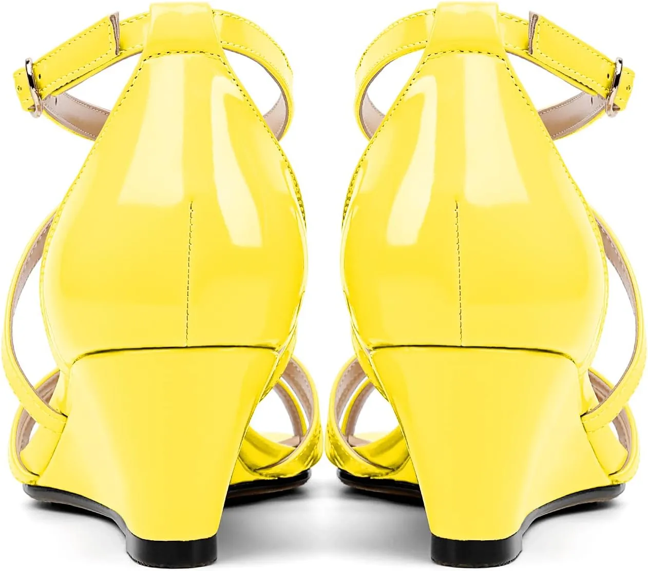 Eldof Women's Open Toe Ankle Strap Criss Cross Wedge Sandals 2 Inches Low Heel Wedge Pumps Shoes for Dress Casual Work Event
