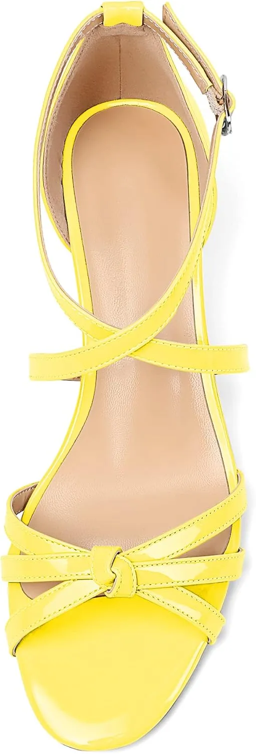 Eldof Women's Open Toe Ankle Strap Criss Cross Wedge Sandals 2 Inches Low Heel Wedge Pumps Shoes for Dress Casual Work Event