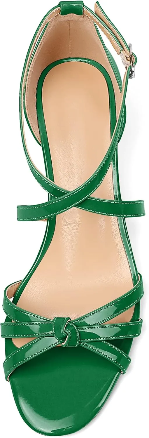 Eldof Women's Open Toe Ankle Strap Criss Cross Wedge Sandals 2 Inches Low Heel Wedge Pumps Shoes for Dress Casual Work Event