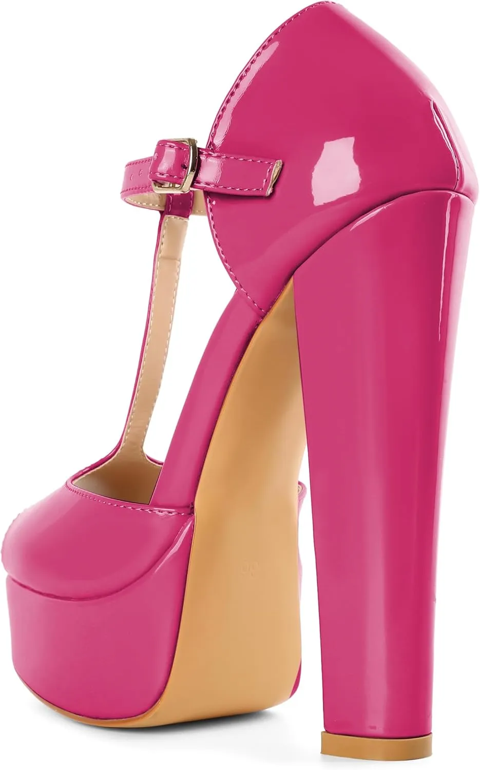 Eldof Women's Platform Chunky High Heels Ankle T Strap Square Peep Toe Sandals Party Dress Casual Shoes 6 Inches