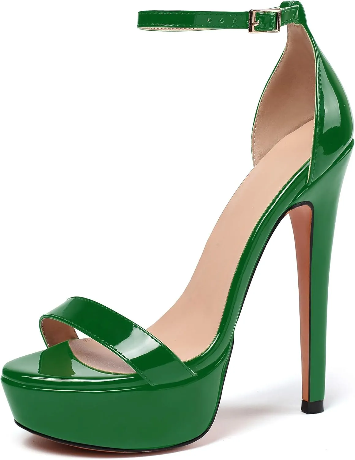 Eldof Women's Platform Sandals Ankle Strap 15cm Single Band Stiletto Sexy High Heel Sandals for Party Wedding Dress