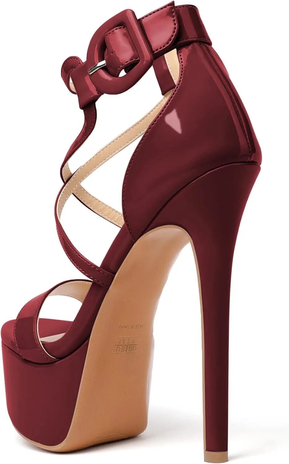Eldof Women's Platform Sandals Ankle Strap 5.9" High Heels Cross Strap Stilettos Open Toe Ankle Strap Crisscross Sandals