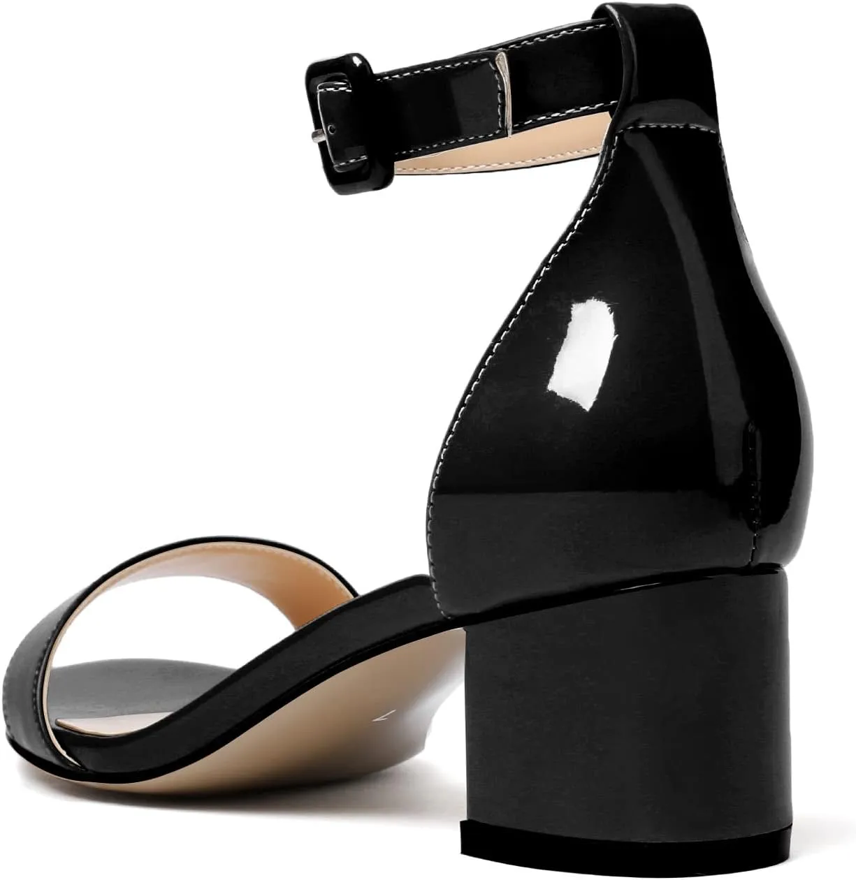 Eldof Women's Two Piece Sandals Chunky Mid Block Heel Open Toe Adjustable Ankle Strap 2.1 Inch Pump Heeled Sandals For Dress Wedding Ladies Shoes