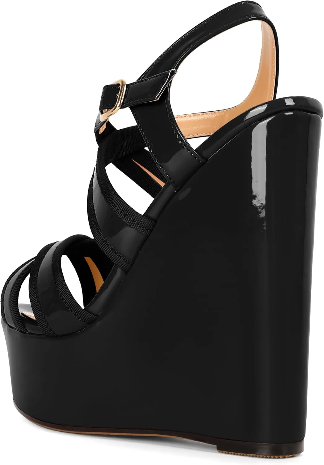 Eldof Women's Wedge Platform Sandals Open Toe Ankle Cross Strap High Heels 6 Inches Party Wedding