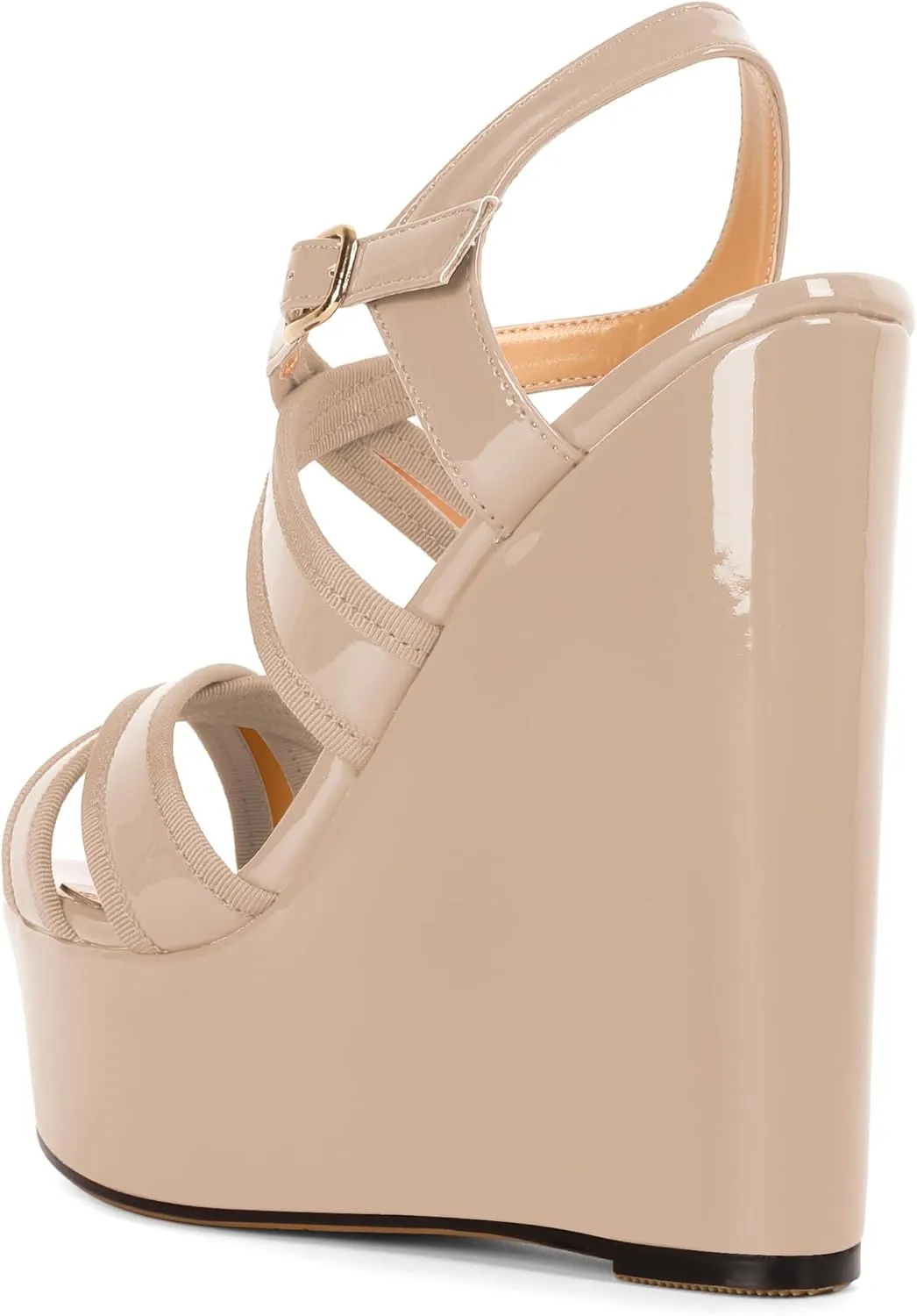 Eldof Women's Wedge Platform Sandals Open Toe Ankle Cross Strap High Heels 6 Inches Party Wedding