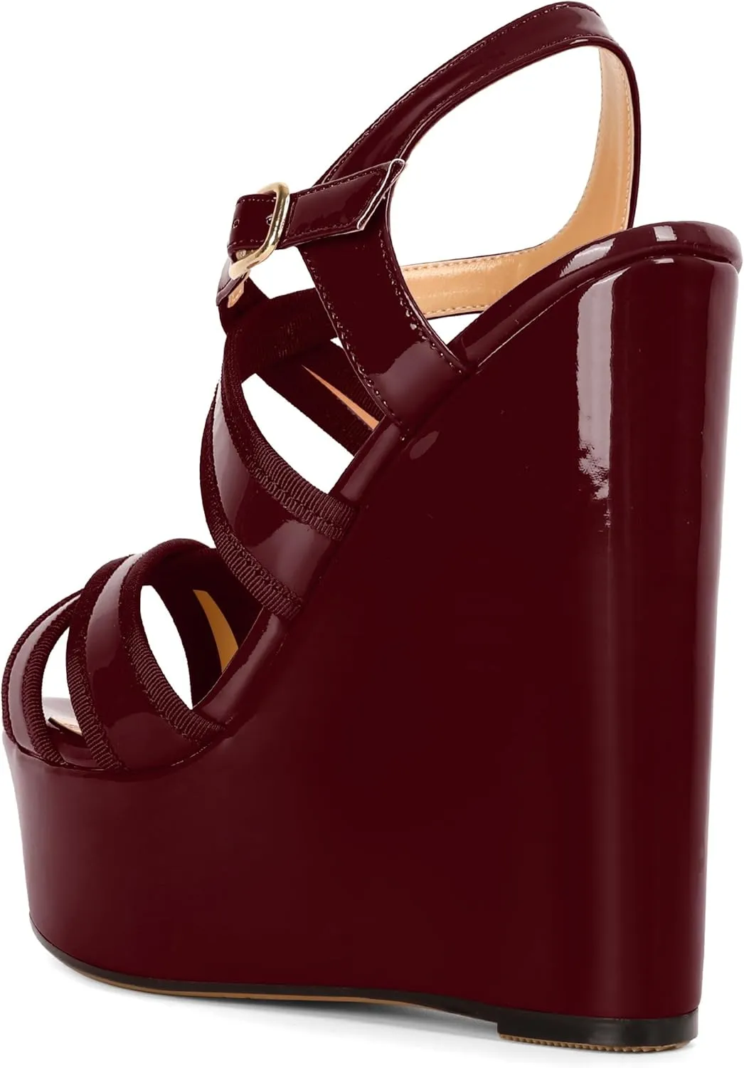 Eldof Women's Wedge Platform Sandals Open Toe Ankle Cross Strap High Heels 6 Inches Party Wedding