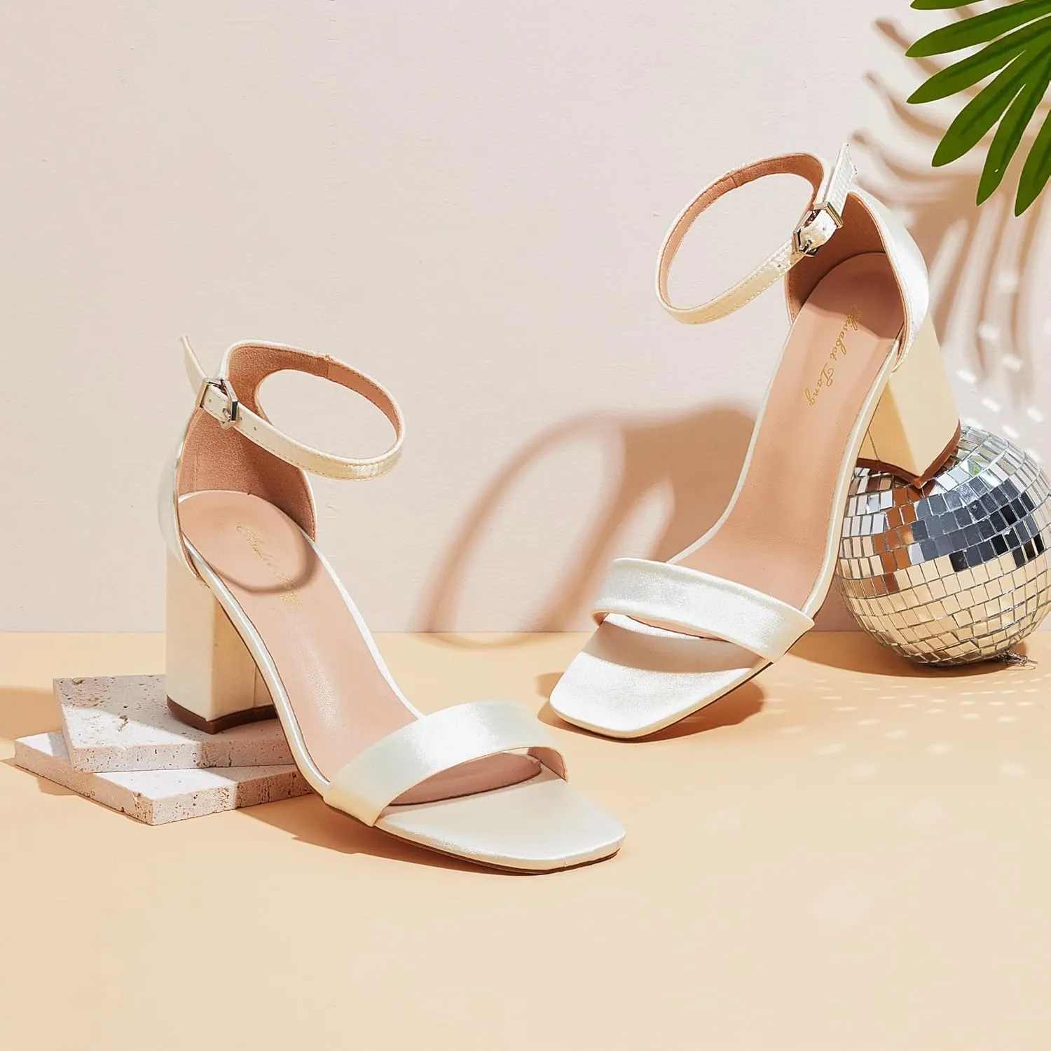 Elisabet Tang 2.36 inch Open Toe Ankle Strap Chunky Heels Pump Sandals Party Dress Sandals Daily Work Wedding Buckle Heels Sandals Shoes
