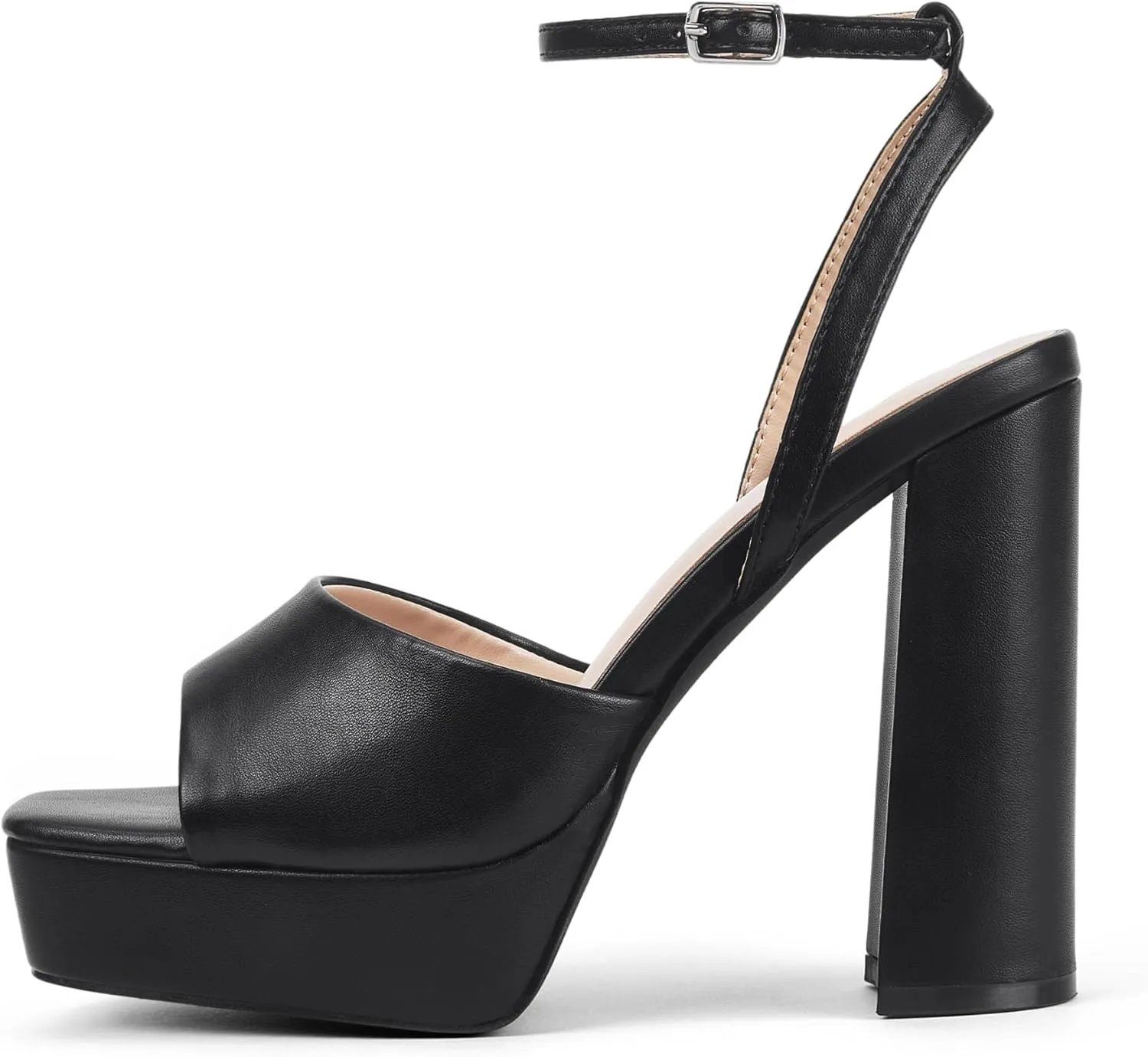 Elisabet Tang Chunky Heeled Platform Sandals for Women,4.7 Inch Block Heels with Open Toe Ankle Strap, Dress Shoes for Wedding Party Homecoming Travel