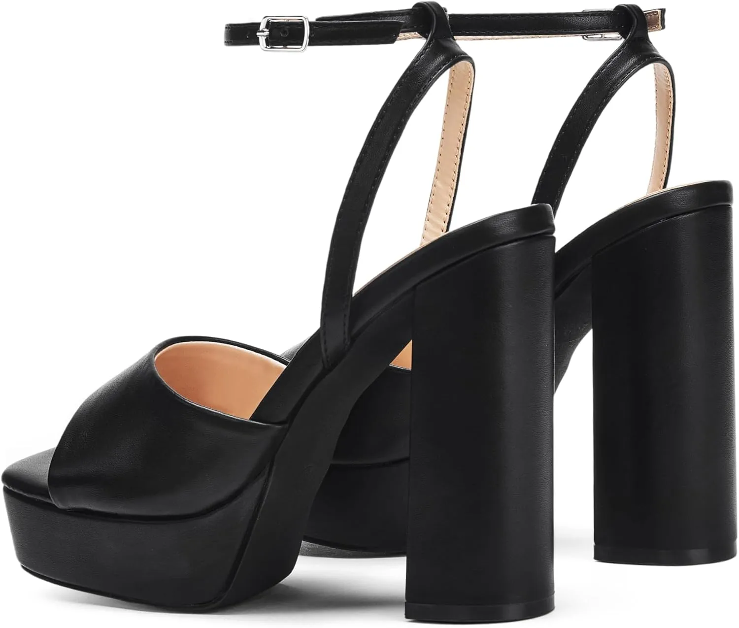 Elisabet Tang Chunky Heeled Platform Sandals for Women,4.7 Inch Block Heels with Open Toe Ankle Strap, Dress Shoes for Wedding Party Homecoming Travel