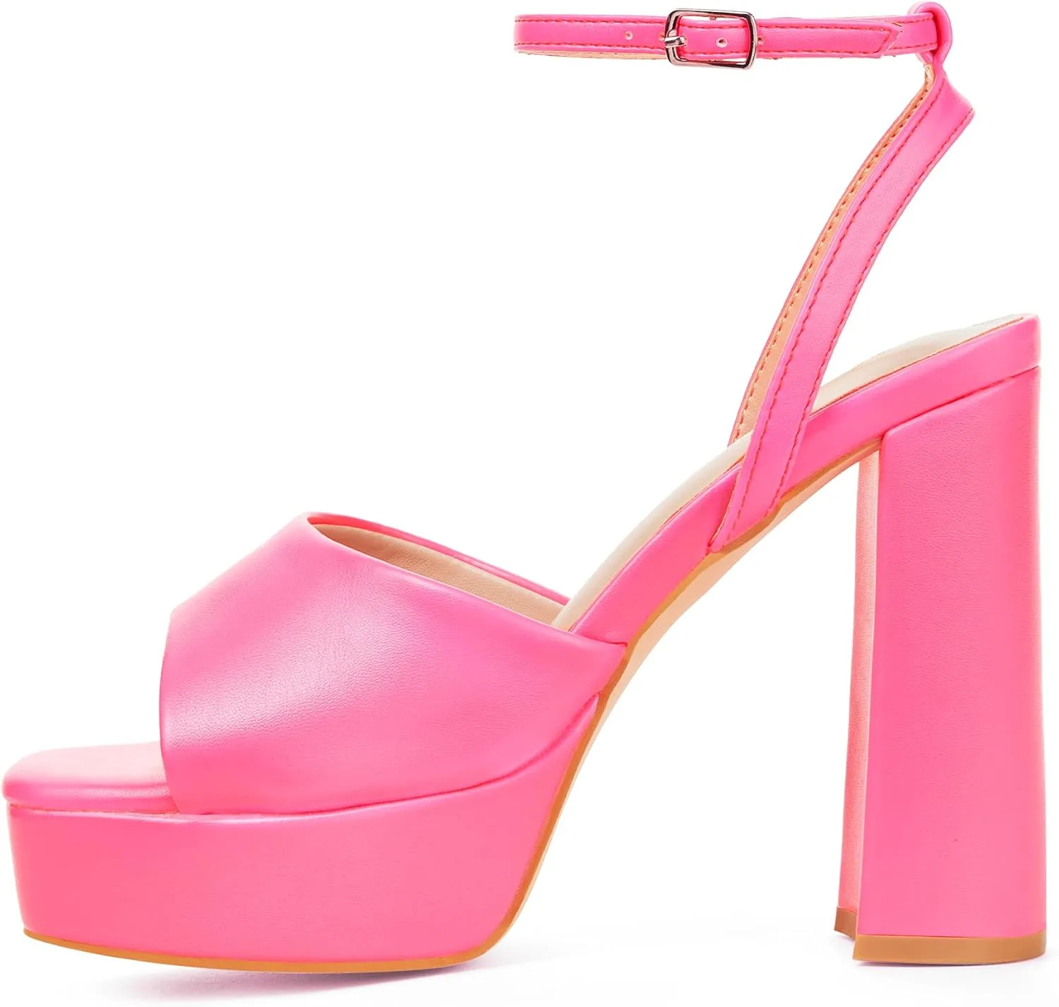 Elisabet Tang Chunky Heeled Platform Sandals for Women,4.7 Inch Block Heels with Open Toe Ankle Strap, Dress Shoes for Wedding Party Homecoming Travel