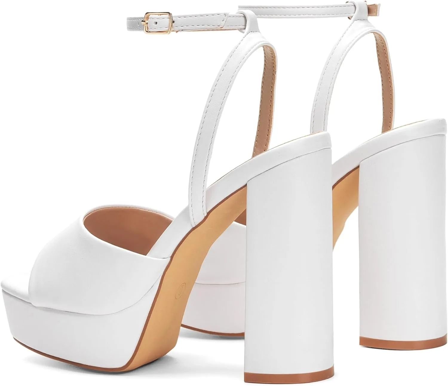 Elisabet Tang Chunky Heeled Platform Sandals for Women,4.7 Inch Block Heels with Open Toe Ankle Strap, Dress Shoes for Wedding Party Homecoming Travel