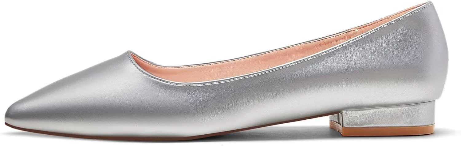 Elisabet Tang Women's Flats Shoes Pointed Toe Casual Chunky Flats Slip on Comfortable Dress Flats Shoes for Lady