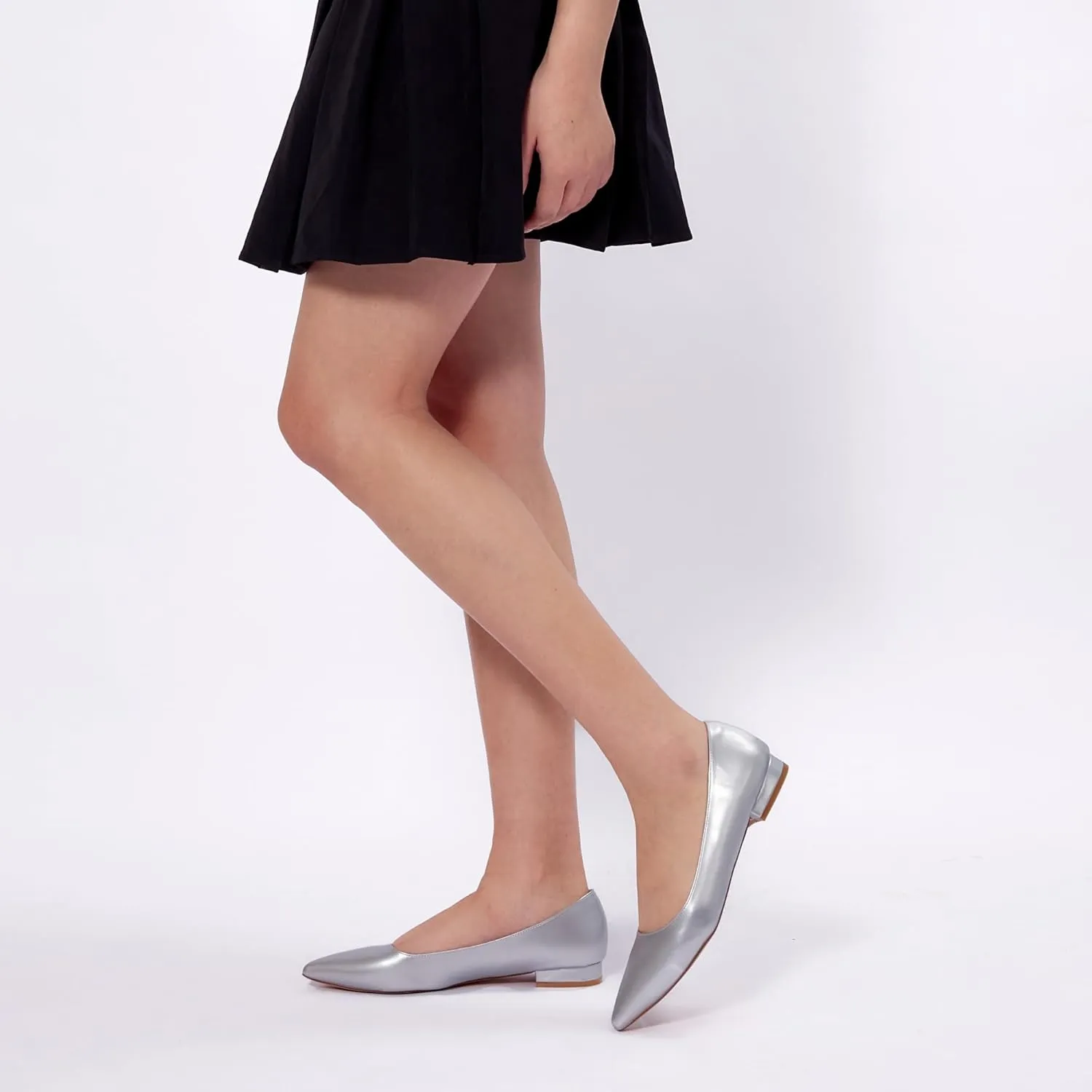Elisabet Tang Women's Flats Shoes Pointed Toe Casual Chunky Flats Slip on Comfortable Dress Flats Shoes for Lady