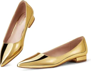 Elisabet Tang Women's Flats Shoes Pointed Toe Casual Chunky Flats Slip on Comfortable Dress Flats Shoes for Lady