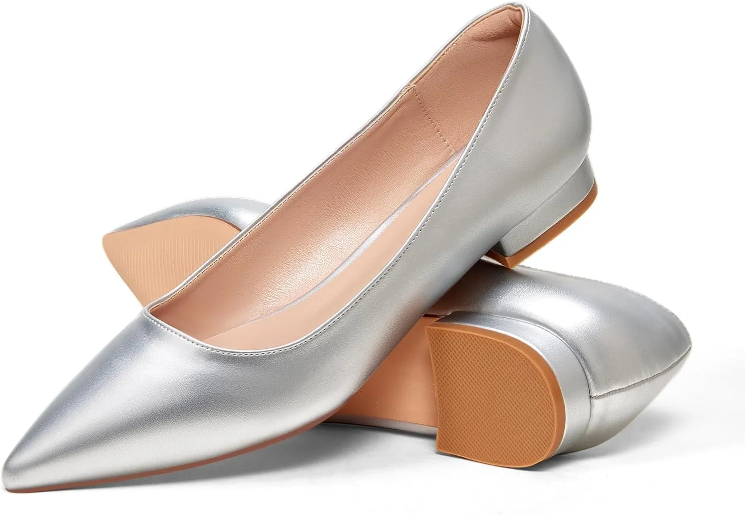 Elisabet Tang Women's Flats Shoes Pointed Toe Casual Chunky Flats Slip on Comfortable Dress Flats Shoes for Lady
