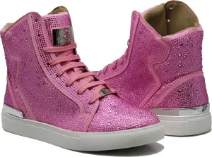 Enzo Romeo Men's Fashion High Top Crystal Shimmer Rhinestone Blink Flat Sneakers Shoes
