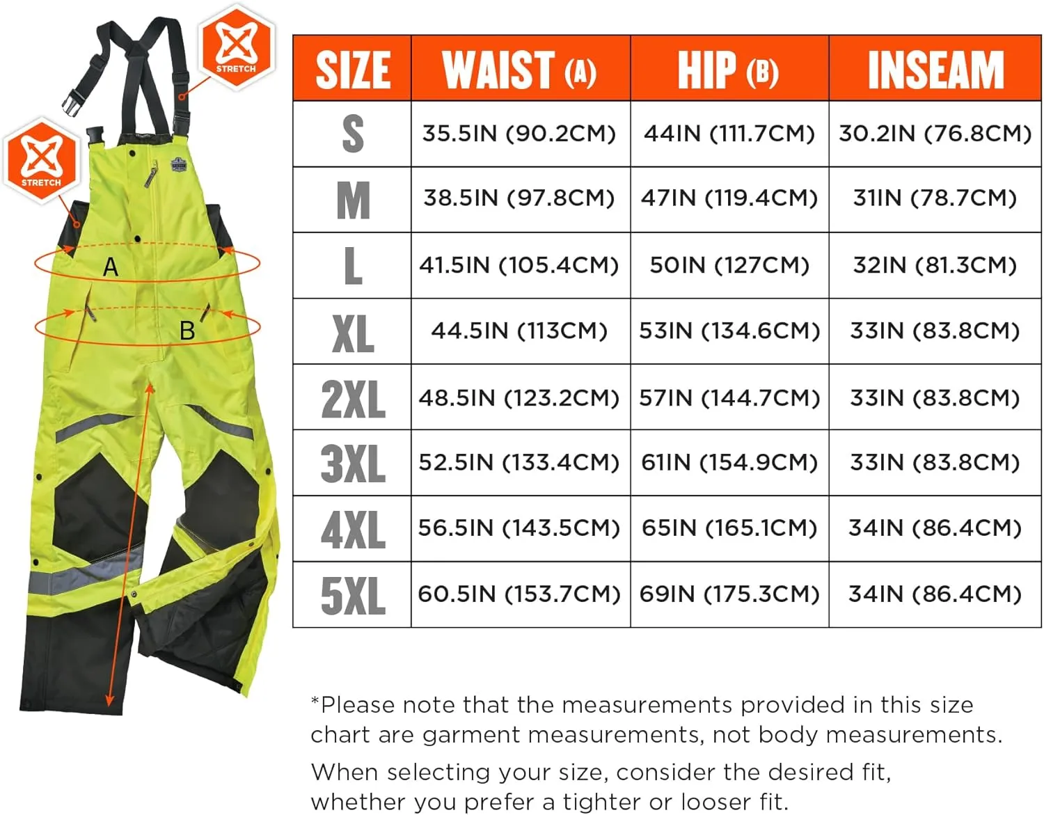 Ergodyne GloWear 8928 Insulated Thermal Bib Overalls, High Visibility, Weather-Resistant