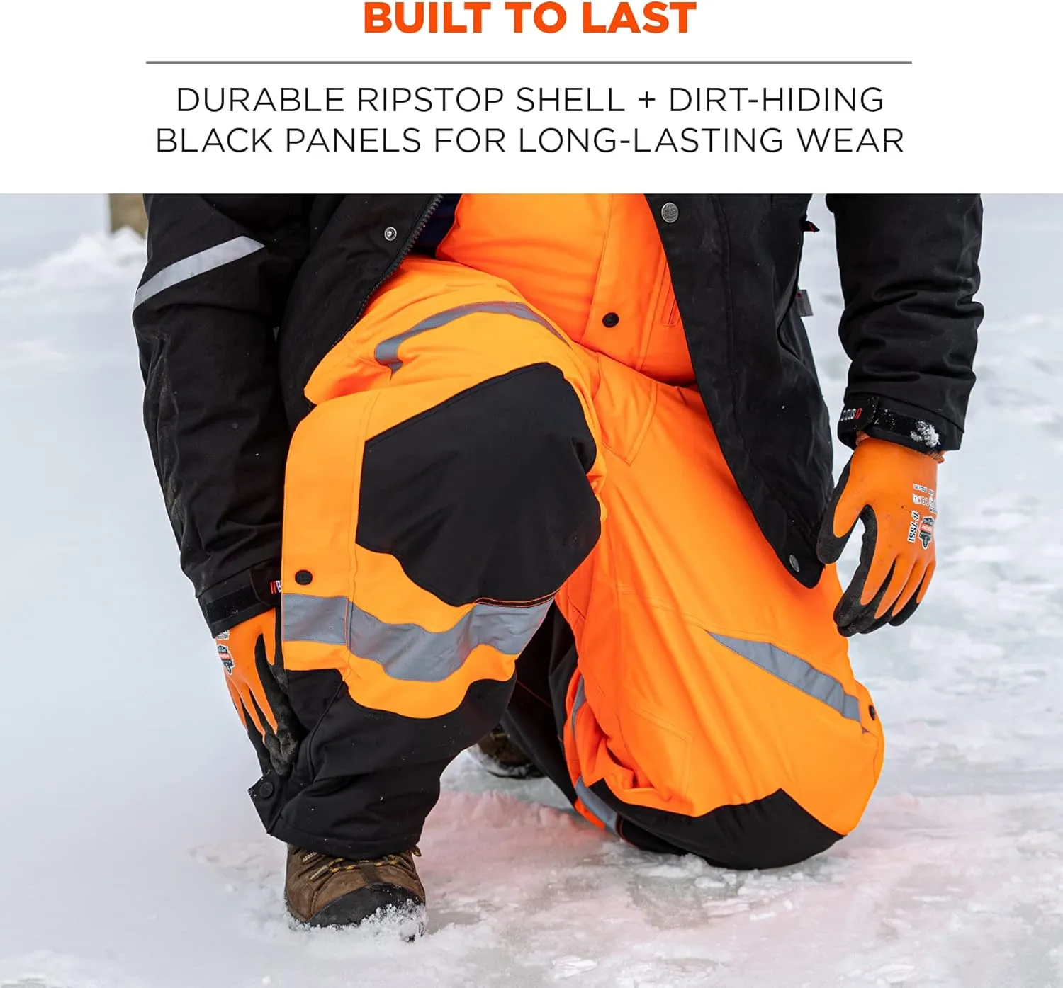 Ergodyne GloWear 8928 Insulated Thermal Bib Overalls, High Visibility, Weather-Resistant