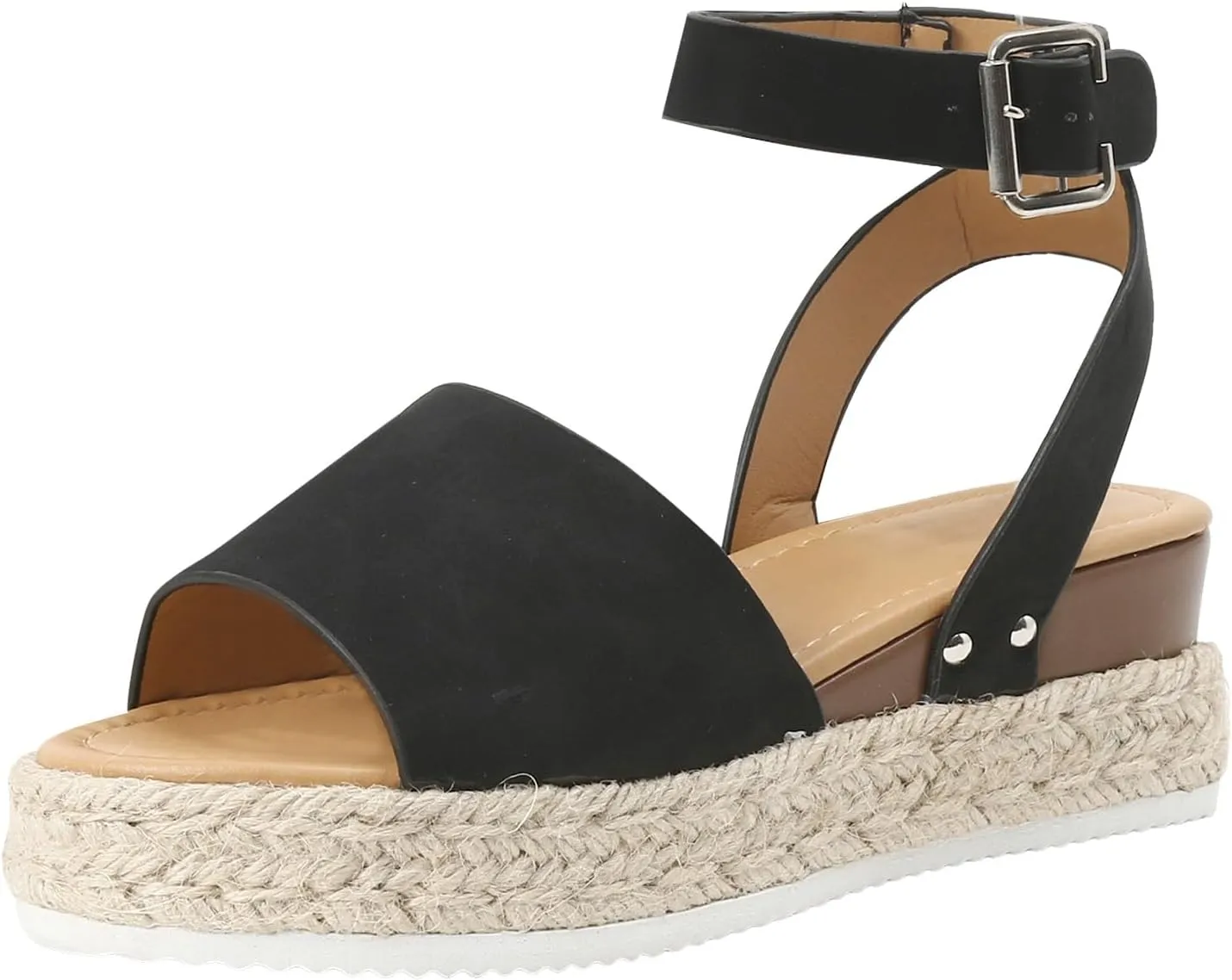 Espadrilles Platform Wedge Sandal for Women Dressy Summer 2025,Casual Open Toe Buckle Ankle Strap Comfortable Arch Support Beach Sandals Shoes