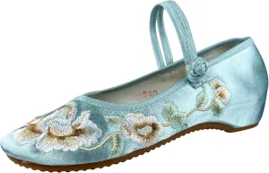 eYLun Women Chinese Embroidered Shoes Flower Flat Round Toe Mary Jane Ballet Shoes Slip On Shoes